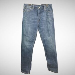 Levis 502 Jeans Mens 38 X 34 Solid Blue Denim Pants Pre Owned
